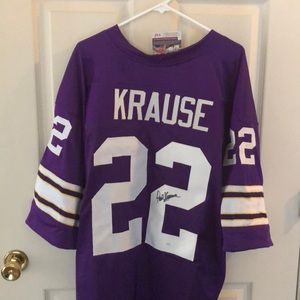 Paul Krause Vikings Style Autographed Jersey